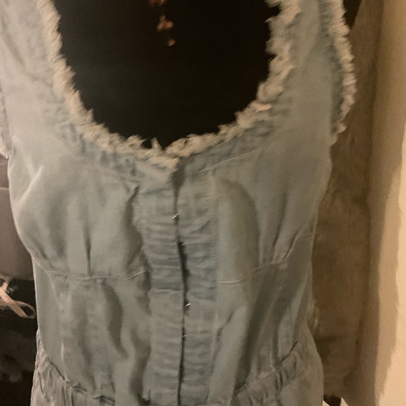 Overall jumpsuit free people cinched waist low tie back hook and eye pleats sm - Picture 2 of 7